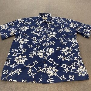 Cooke Street Shirt Mens Large Blue White Floral Hawaiian Button Up Aloha Camp